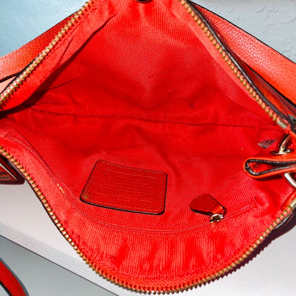 COACH Red Pebbled Leather Charley Crossbody Travel Bag - Picture 2 of 10